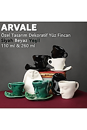 Iskandinav Yüz Şekilli Fincan Takımı 2 Adet 260 ml - Kupa Kahve Fincan Takımı
