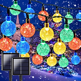 Solar Enerjili 10 Metre 80 Ledli 8 Animasyonlu Kristal Top Bahçe Balkon Teras Aydınlatma Dekor Işık