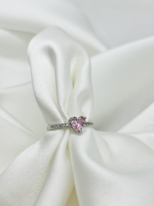 Çelik Silver Pembe Kalp Yüzük