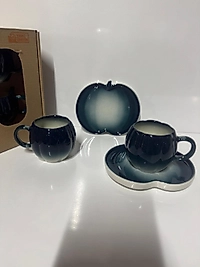 2li Petrol Mavisi Bal Kabağı Modelli Fincan Takımı