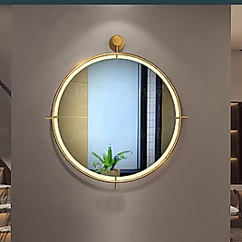 LED li Simirna Ayna GOLD 60 cm Dekoratif Hol Koridor Duvar Salon Mutfak Banyo Wc Ofis Makyaj Aynası