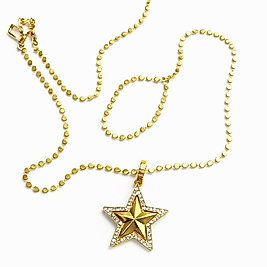 Gold Ezme Zincir Kabartmalı Yıldız Kolye 30cm