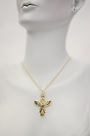 Gold Ezme Zincir Pembe Taşlı Ankakuşu Kolye 30cm