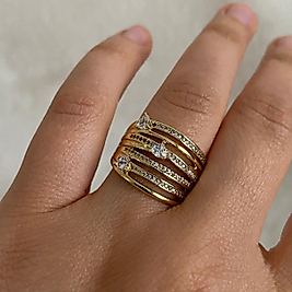 Xuping Gold Rengi Serpme Taşlı Yüzük