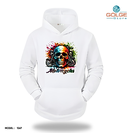 Motorcu Model Slimfit Kapüşönlu Hoodie Erkek kadın Sweatshirt