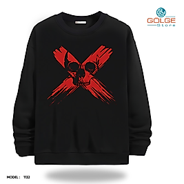 Tehlike Sembolü Görselli Bisiklet Yaka Erkek kadın Slimfit Sweatshirt
