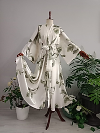 Abaya Floş Saten Kumaştan Desenli.