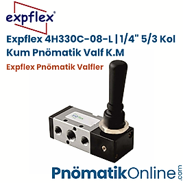 Expflex 4H330C-08-L | 1/4" 5/3 Kol Kum Pnömatik Valf K.M (Kalmalı) G.Gövde