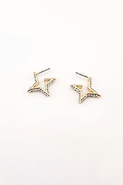 Gold Krıstal Taşlı Yıldız Küpe