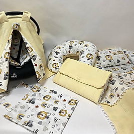 Sarı/Aslan Desenli 7'li babynest set