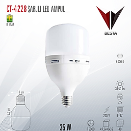 CATA CT-4228 ŞARJLI LED AMPUL BEYAZ IŞIK