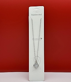 Vancleef figürlü çelik kolye silver