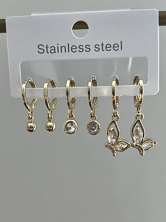 Çelik 6’lı Gold Kelebek Küpe