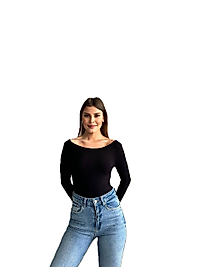 Modal kumaş KAYIK YAKA Uzun Kollu Parmak Arası Geçiş Detaylı BADİ OVAL YAKA BODY