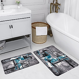 Rovigo Home Dijital Baskı Yıkanabilir Kaymaz 2 li Banyo Takımı