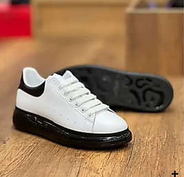 Sneaker Unisex Alexander Mcqueen Kalın Taban Günlük Spor Yürüyüş Ayakkabı Şeffaf Taban Beyaz Siyah