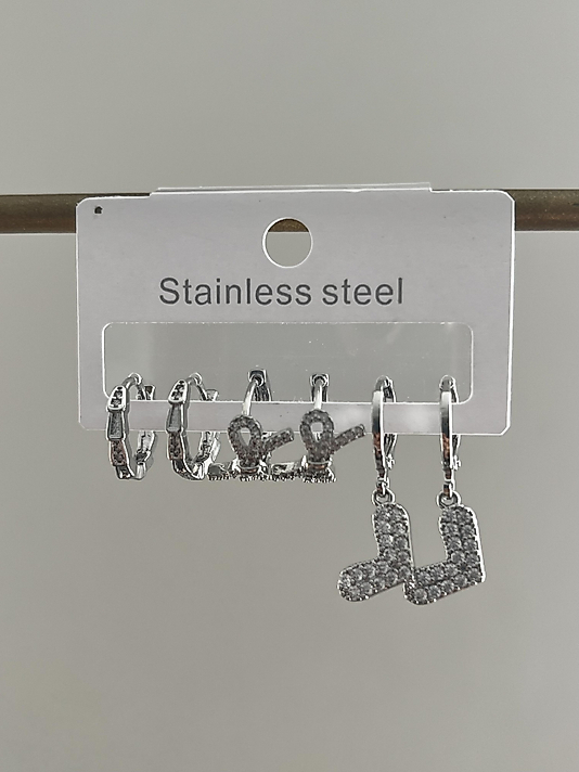 Çelik 6’lı Silver Kalp Küpe