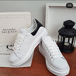 Sneaker Unisex Beyaz Siyah Alexander Mcqueen Kalın Taban Günlük Spor Yürüyüş Ayakkabı
