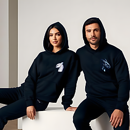 Ejderha Görselli Kombin Sevgililer Günü Slimfit Kapüşönlu Hoodie Sweatshirt
