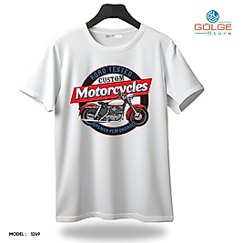 Motorcu Tarzı Baskılı Oversize Unisex Tişört