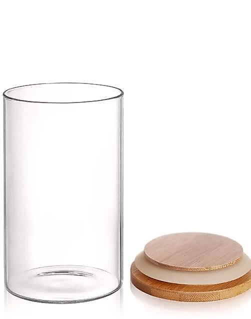 200 mL Bambu Vakum Kapaklı Borosilikat Cam Baharat Kavanozu (Adet)