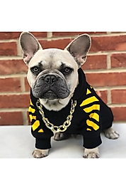 Kolyeli Uc iplik Kalin Siyah Baskili Köpek Kiyafeti Sweatshirt