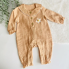 Ottova Papatya Nakışlı Kız Bebek Müslin Tulum