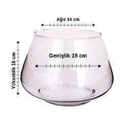 Özel Kesim Cam Fanus Ağız 14 cm Genişlik 19 cm Yükseklik 15 cm