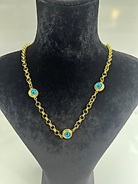 Nazar boncuklu çelik kolye