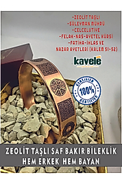 Ham Saf Bakır Full Koruma Zırhlı Kufi Özel Zeolit Kumlu Bileklik 17 Cm 35-40gr