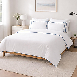 Çift Kişilik Basic Mavi Biyeli Nevresim Takımı