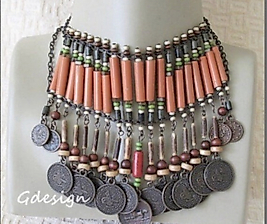 Authentic  necklace, Tribal pendant, Ethnic necklace, Wooden Bead  Necklace , Wooden Beads