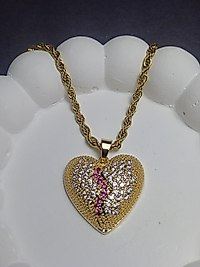 Jade'm Gold Çelik Gold Pembe Zirkon Taşlı Kolye