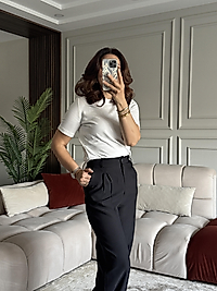 Siyah Yüksel Bel Pantolon