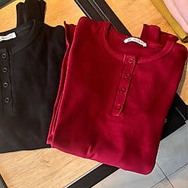 Bordo önden düğmeli fitilli body
