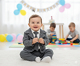 6 Ay 2 Yaş Arası Penye Ceket, Gömlek,Pantolon, Papyonlu Dörtlü Erkek Bebek Takım