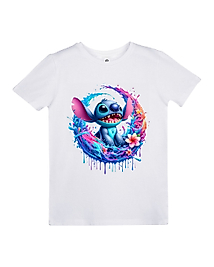 Stitch Tropikal Çiçekler Tasarım – Çocuk Tişörtü