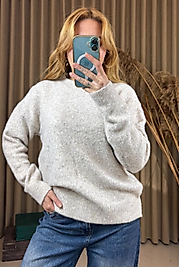 BISIKLET YAKA YUMUSAK DOKULU BASİC TRIKO KAZAK BEJ