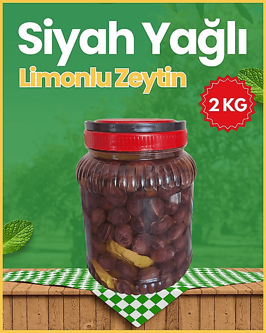 Siyah yağlı Limonlu Zeytin 2000 gr