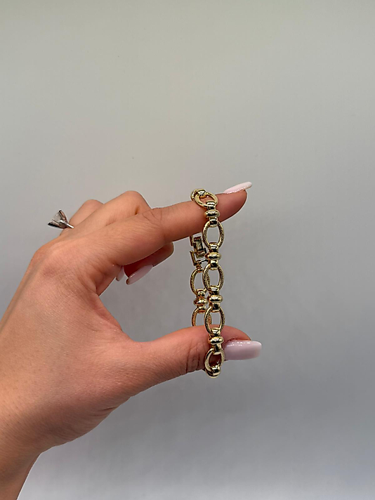 Xuping VIP Çelik 14K Altın Renk Oval Form Kadın Bileklik