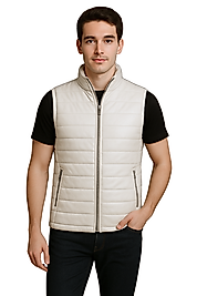 Ramos Hakiki Deri Erkek Ekru Şişme Yelek