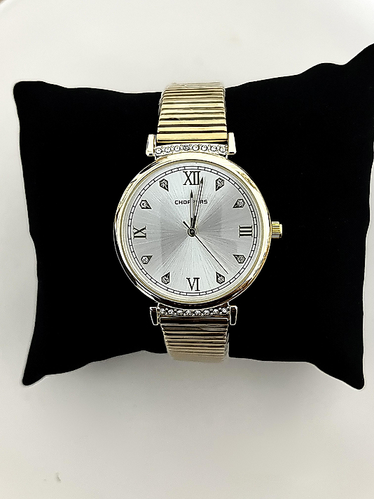 Gold Taş Detaylı Büyük Yuvarlak Saat