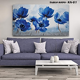 MERCAN MOBİLYA AKSESUAR ,70*130 , MAVİ ÇİÇEKLER KANVAS TABLO