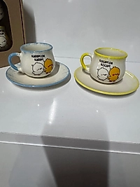 2li Mavi Ve Sarı Karım Da Karım Kocam Da Kocam Fincan Takımı