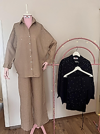 TAŞLI İKİLİ HAM KETEN TAKIM