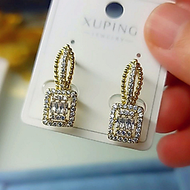 Xuping 14K Baget Taşlı Küpe