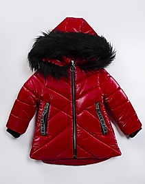 Kız Çocuk 6-9 Yaş Kapüşonlu Kaban