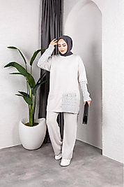 TAŞ RENGİ TÜYLÜ TRİKO OYSHO TAKIM