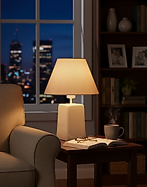 Dekoratif Seramik Kare Abajur Sarı Renkli AB025