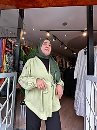 Desenli Kimona - Fıstık Yeşil